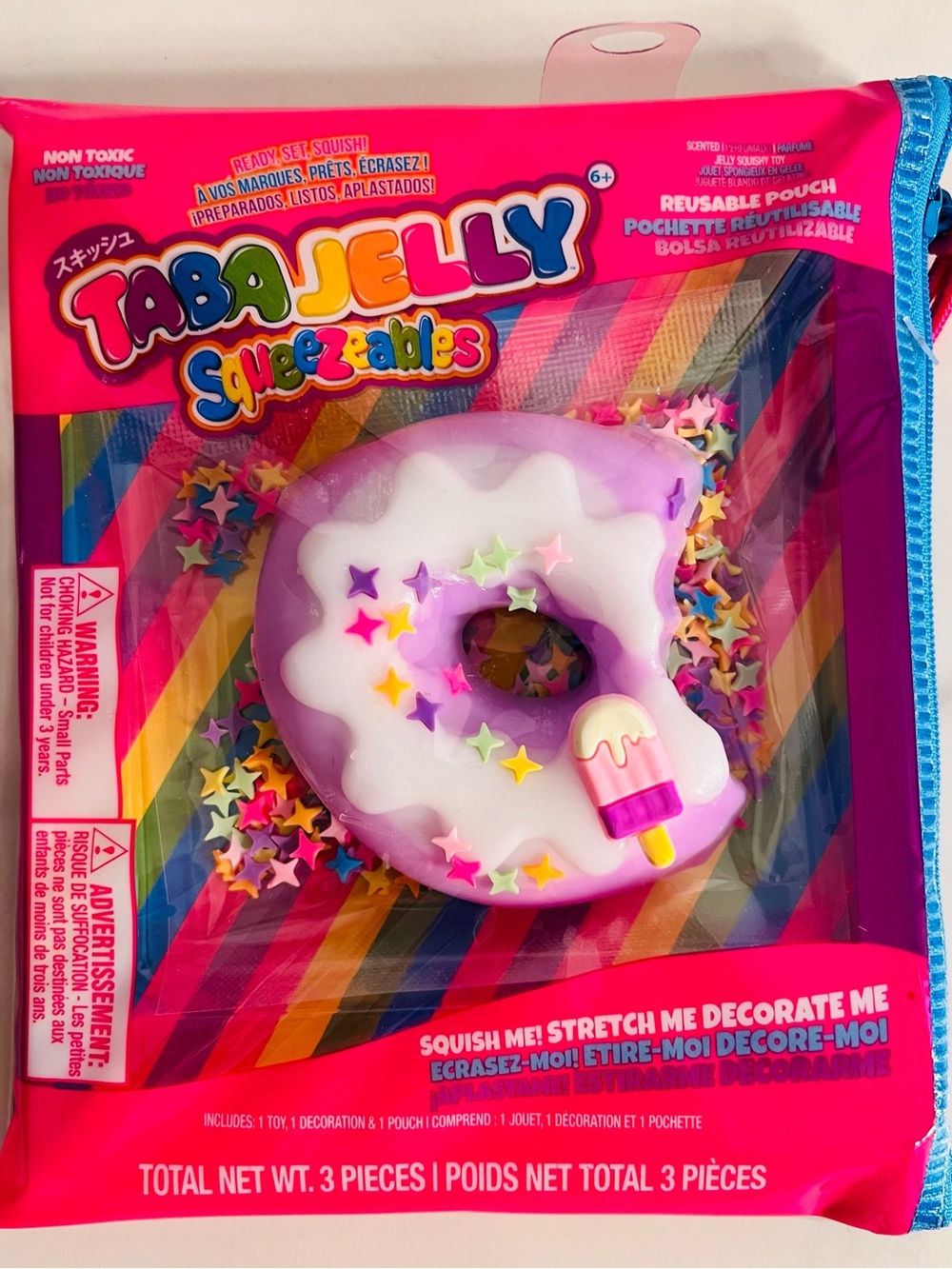 Taba Jelly Squeezeables Purple Donut With Popsicle Squishy
